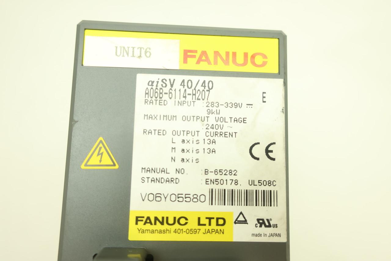 Fanuc A06B-6114-H207 Aisv 40/40 Servo Amplifier 283-339v-ac 240v