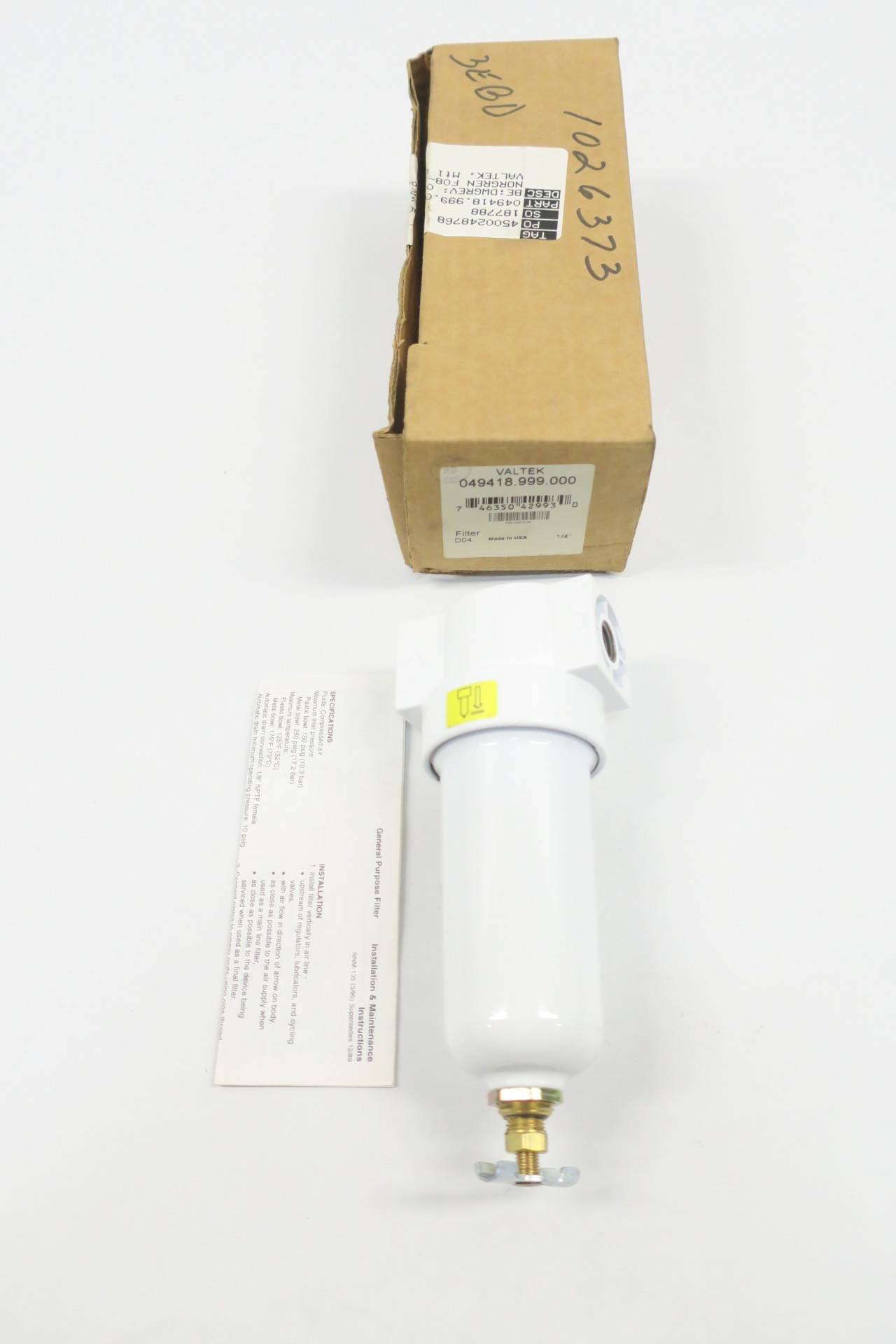 Valtek 1/4" NPT General Purpose Filter Regulator 138114.999.000 250 PSIG Compressed Air