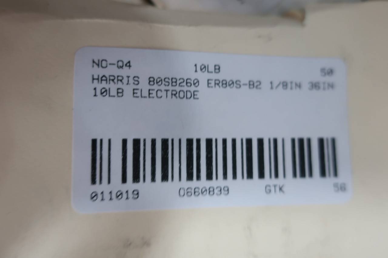 Harris 80SB260 ER80S-B2 1/8in 36in 10lb Electrode Harris 80SB260 ER80S-B2 1/8in 36in 10lb Electrode