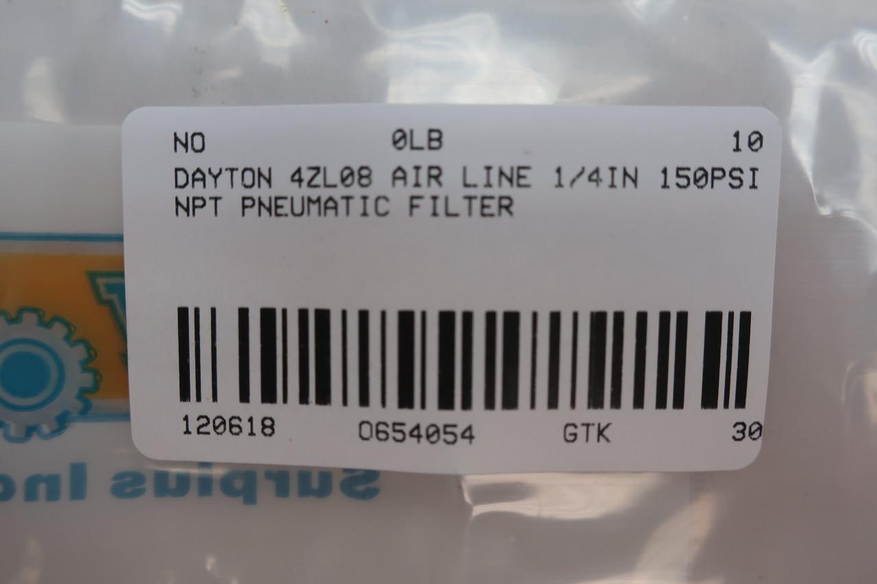 114cfm 3/8" NPT 150PSI Dayton 4ZL48 Pneumatic Air Line Filter 