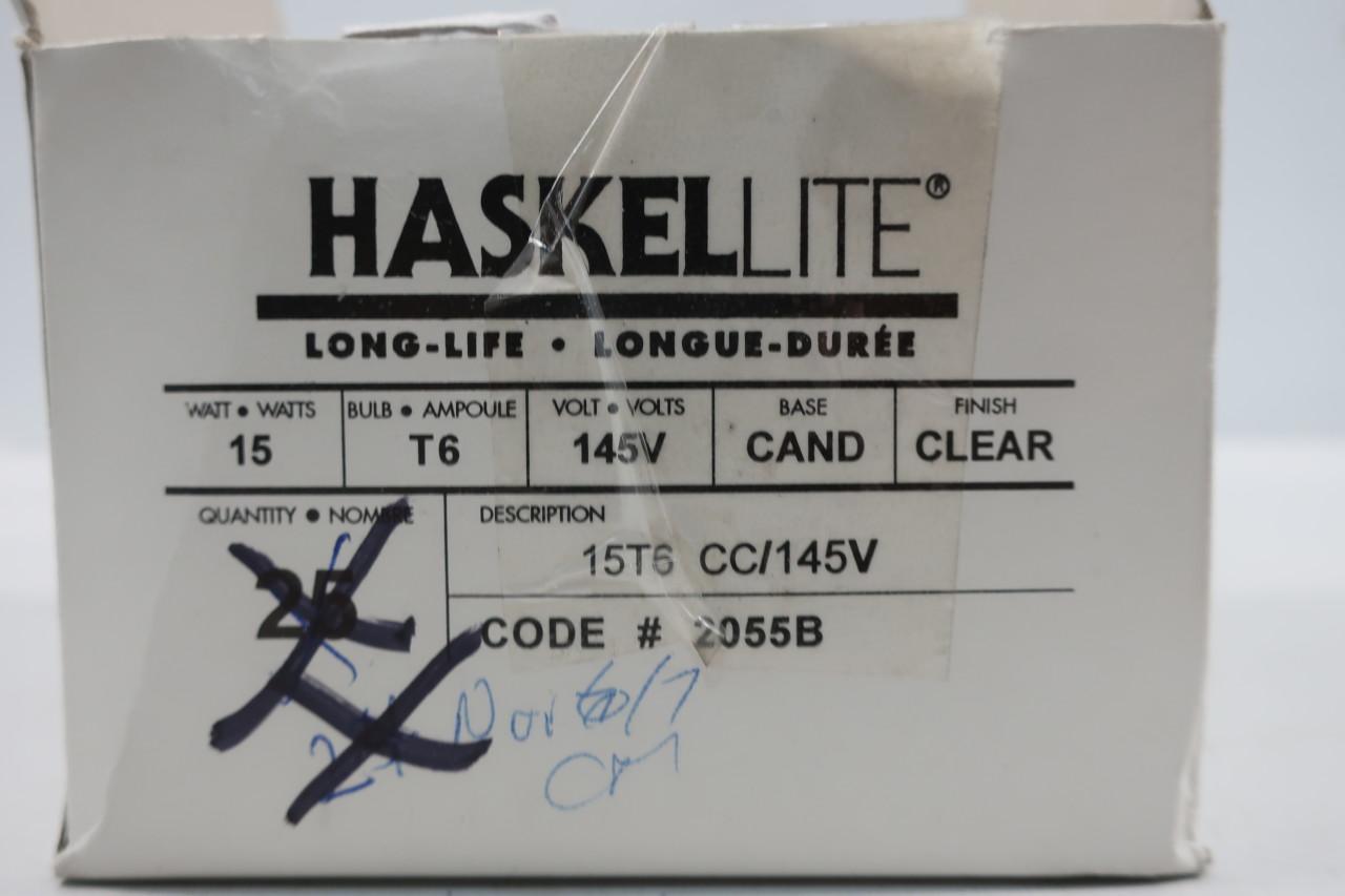NEW ! HaskelLite 2055B Incandescent Clear Bulb 145V 