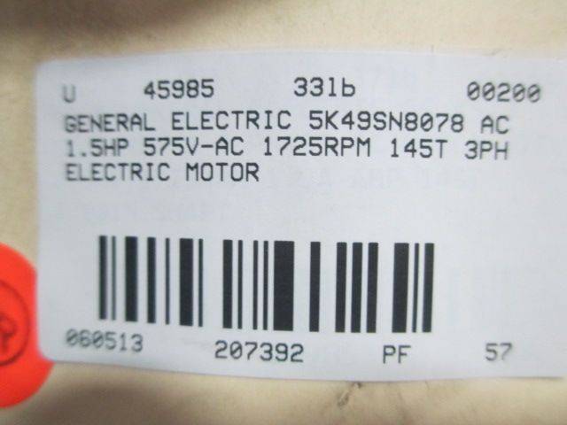 GENERAL ELECTRIC 5K49SN8078 AC 1.5HP 575V-AC 1725RPM 145T 3PH MOTOR D207392