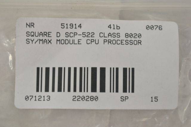 Square D SCP-522 Class 8020 Sy/max Module Cpu Processor B220280