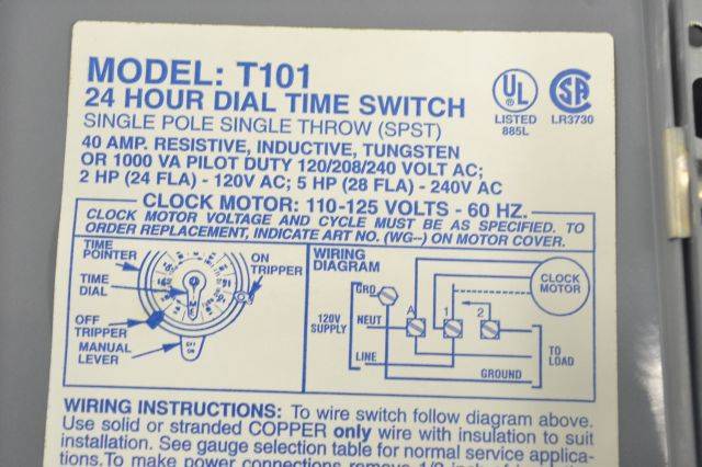 Intermatic T101 Timer Wiring Diagram - Wiring Diagram