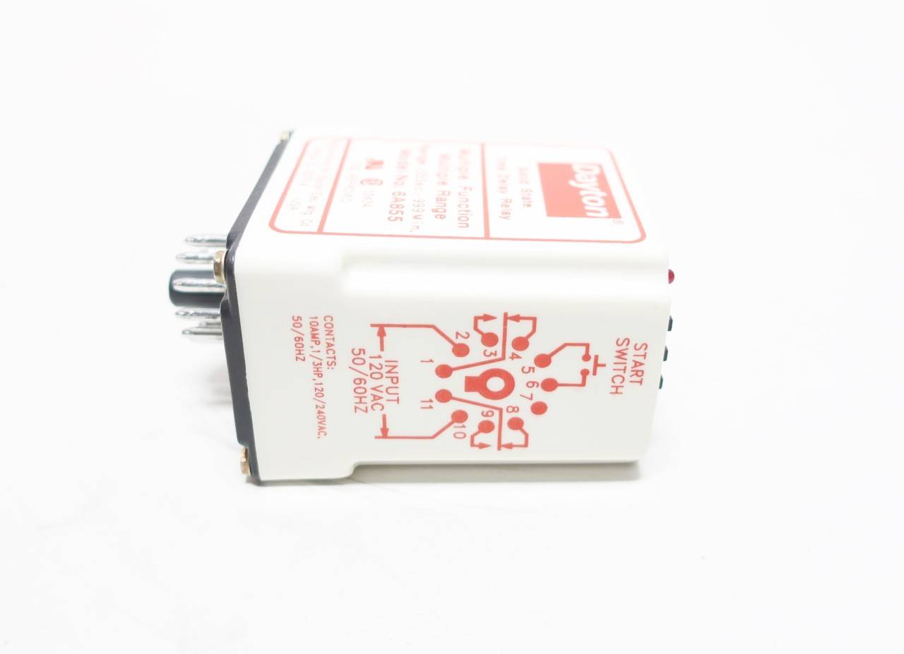 Dayton 6A855 Solid State 0.05sec - 999min 120v-ac Time Delay Relay Dayton 6a855 Wiring Diagram NRI Industrial