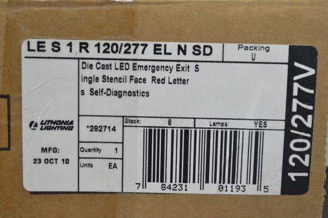 Lithonia Lighting Le S 1 R El N SD Aluminum LED Emergency Exit Sign