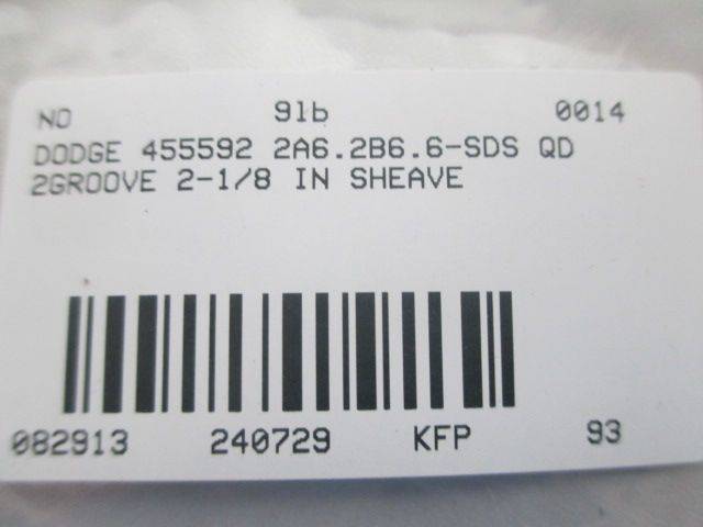 NEW DODGE 455591 2A6.0B6.4-SDS QD 2GROOVE 55MM SHEAVE D240724 NEW DODGE 455591 2A6.0B6.4-SDS QD 2GROOVE 55MM SHEAVE D240724
