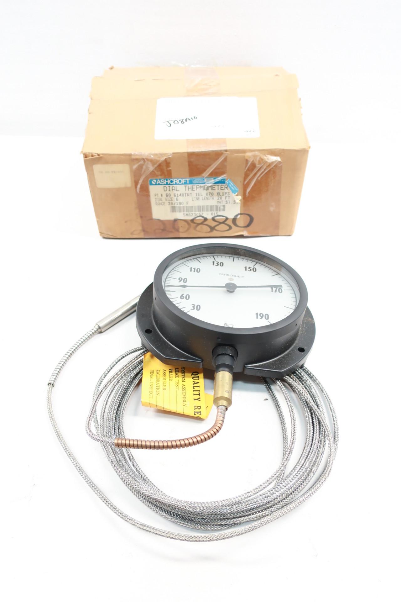 Ashcroft 60 6140TWT 10L 070 XL1P3 Dial Thermometer 6in 20ft 30-190f