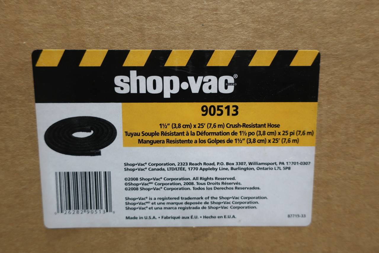 Shop Vac 90513 1-1/2in X 25ft Crush Resistant Vacuum Hose