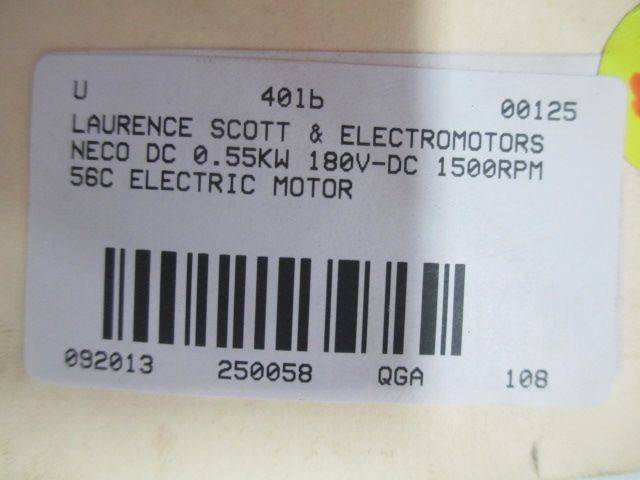 LAURENCE SCOTT & ELECTROMOTORS NECO DC 0.55KW 180V-DC 1500RPM 5B MOTOR ...