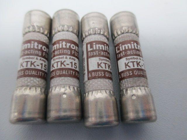 LOT 4 COOPER BUSSMANN LIMITRON KTK-15 FAST-ACTING 15A 600V-AC FUSE D251896