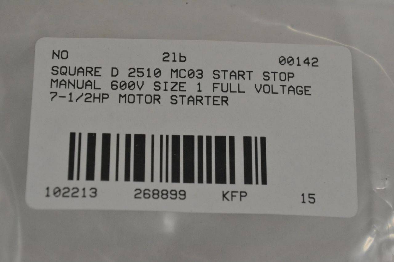 Square D 2510 MC03 Size M-1 Manual Motor Starter