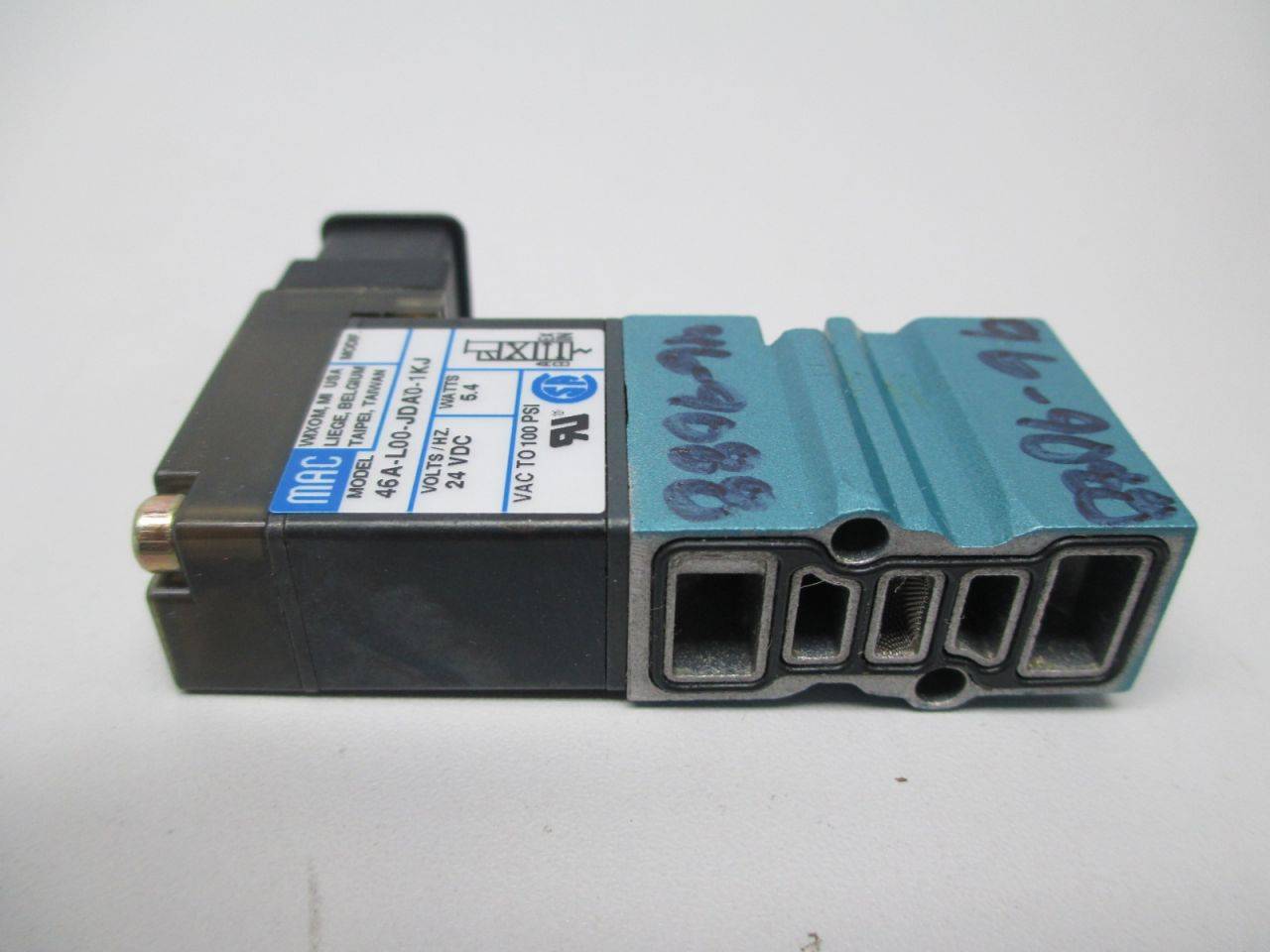 24VDC 100PSI MAC VALVES INC 46A-L00-JDA0-1KJ 5.4W Solenoid Valve 24VDC 100PSI MAC VALVES INC 46A-L00-JDA0-1KJ 5.4W Solenoid Valve