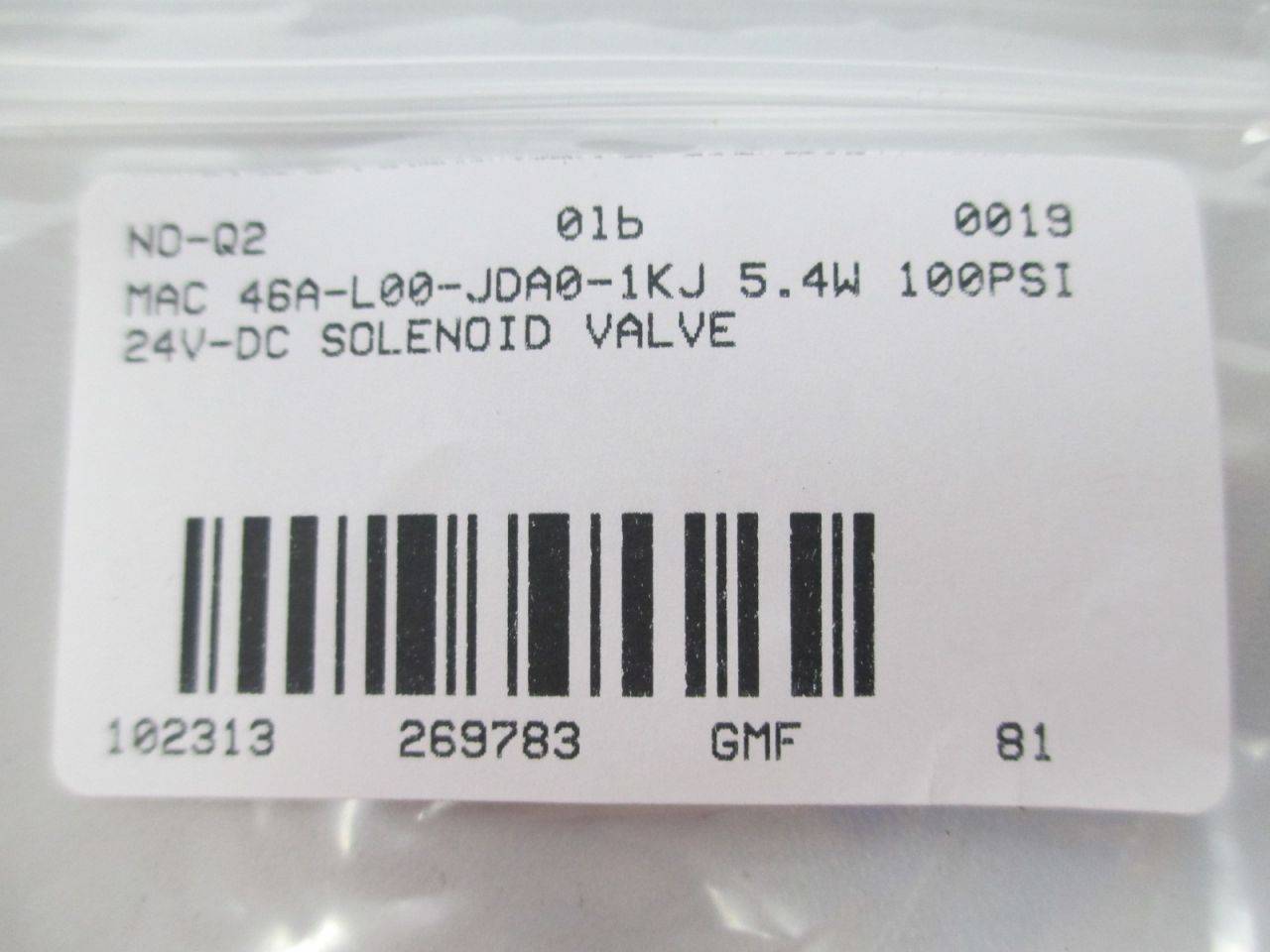 24VDC 100PSI MAC VALVES INC 46A-L00-JDA0-1KJ 5.4W Solenoid Valve 24VDC 100PSI MAC VALVES INC 46A-L00-JDA0-1KJ 5.4W Solenoid Valve