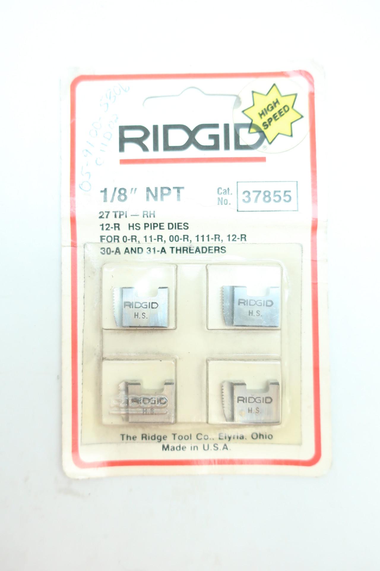 NEW IN ORIGINAL PACK NOS RIDGID HANDHELD 12-R 1/8" 37855 HIGH SPEED PIPE DIE 