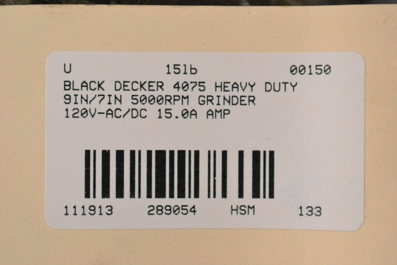 Black & Decker Wildcat 7/9 Heavy Duty Angle Sander Grinder Model 4075 NOS  for sale online