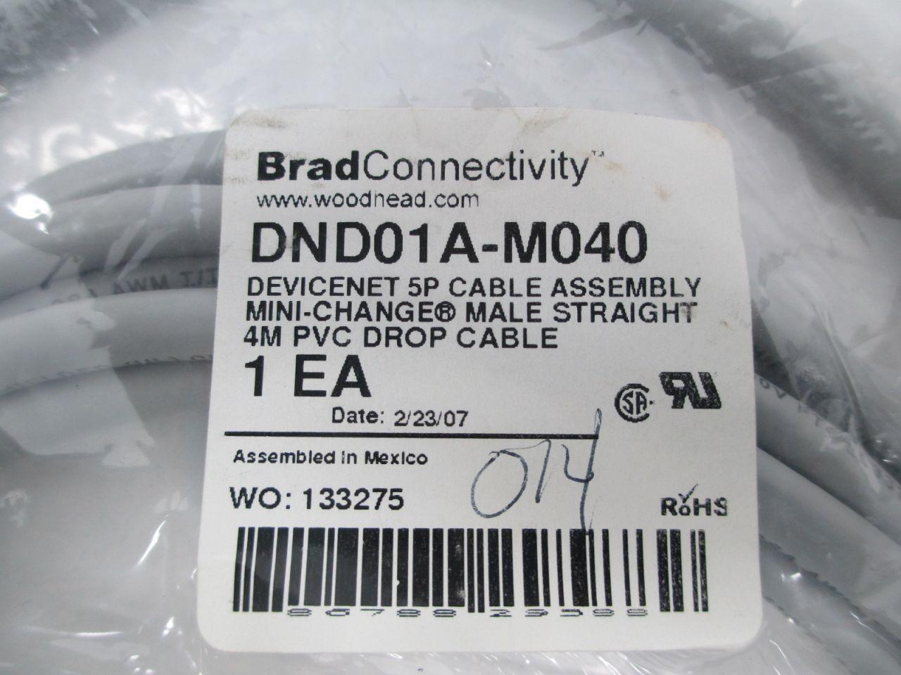 Mini-Change Male Staight 4M Brad Harrison DND01A-M040 Devicenet 5P Cable NEW