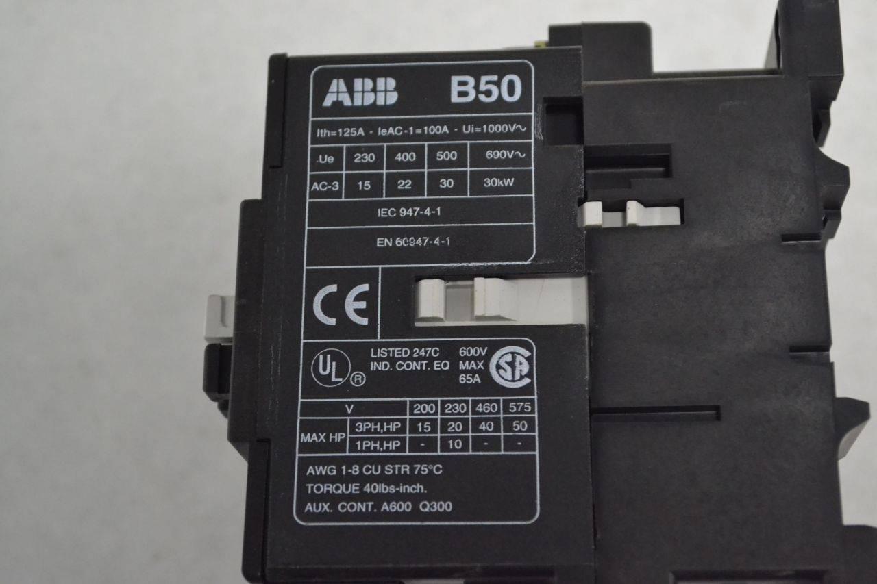 1120V 60HZ Details about  / CONTACTOR 3-POLE ABB B50C 110V 50HZ w// cal7-11 auxillary contact