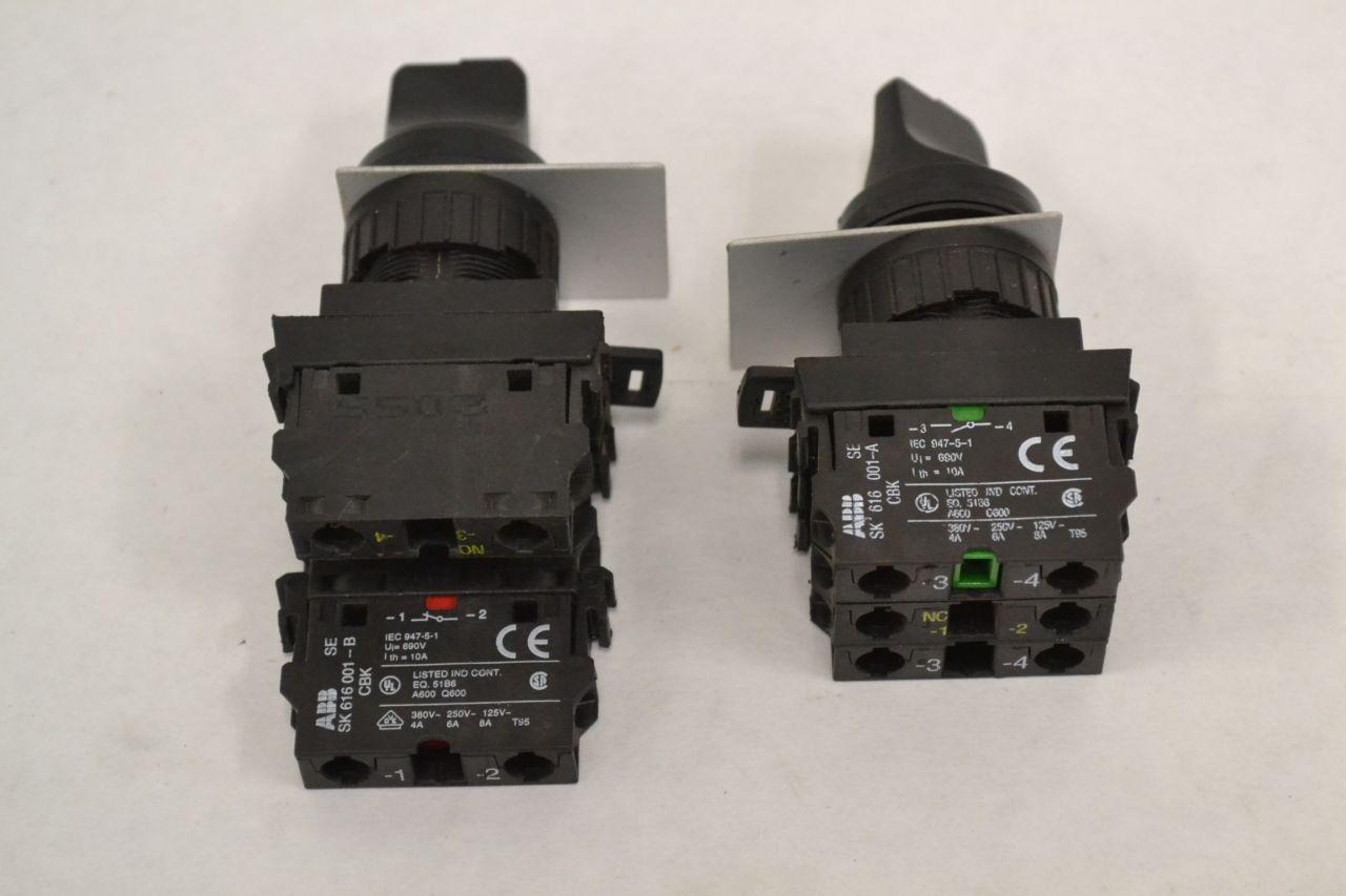 ABB ASSORTED SK 616 001-A SK616 001-B 3 WAY POSITION SELECTOR SWITCH ...