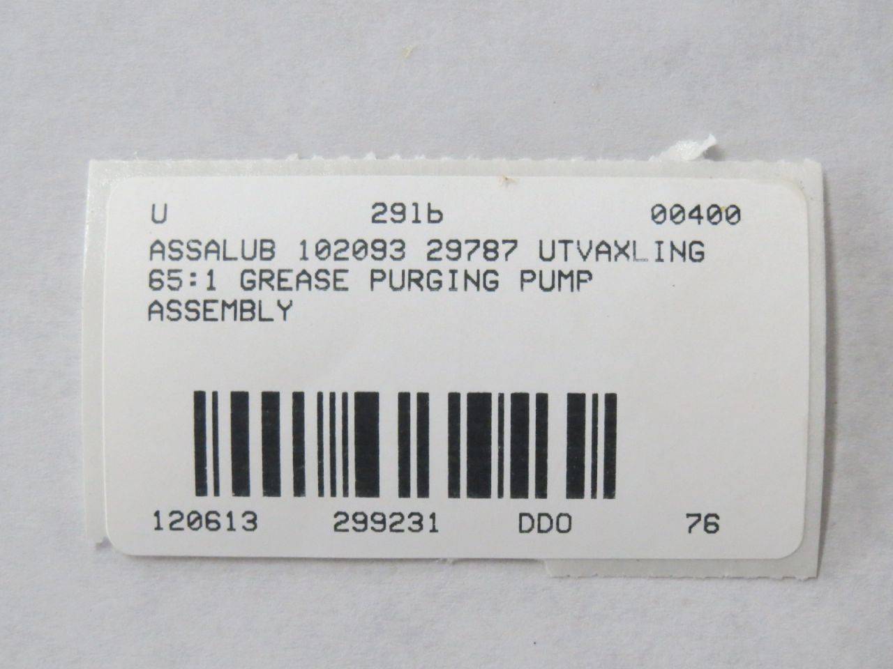 Assalub 102093 Utvaxling 65:1 Purging Pump Assembly B299231