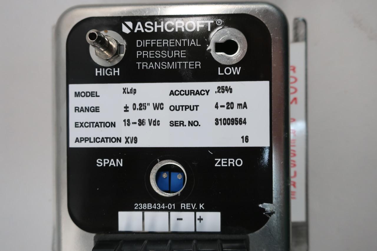 Details about   Ashcroft XLDP Differential Pressure Transmitter 4-20ma 0.25in-h2o 13-36v-dc 