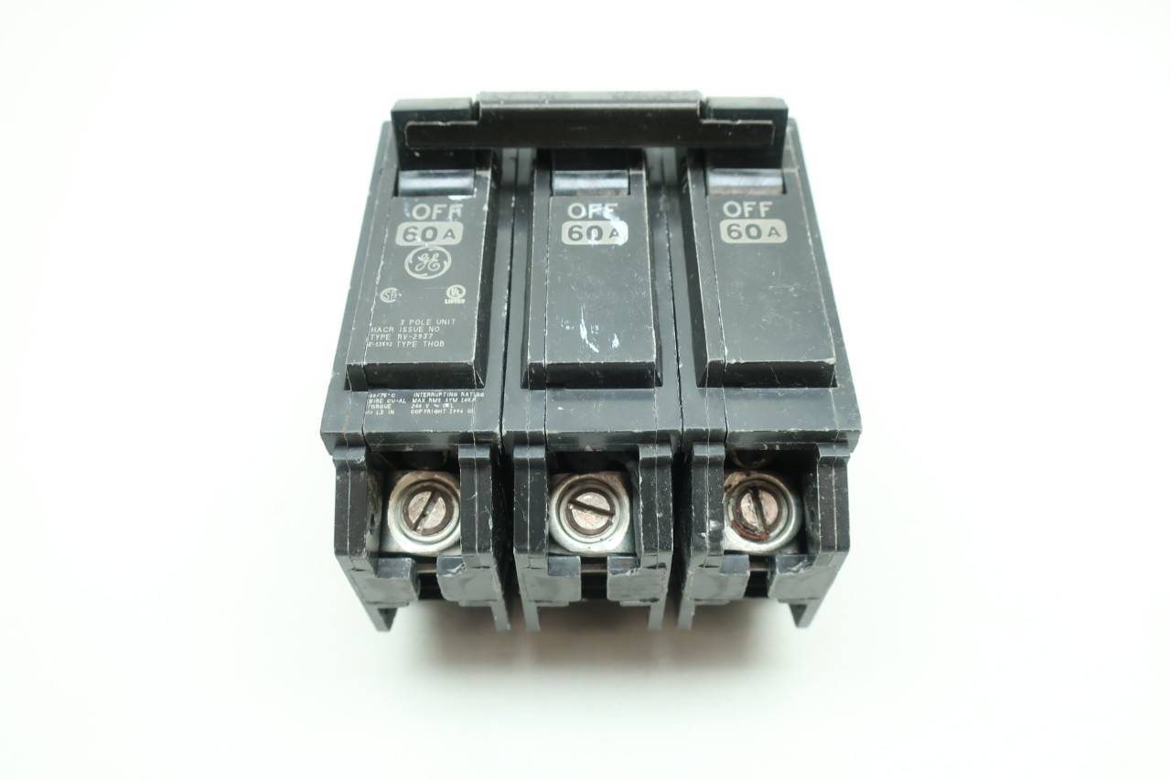 Details about / THQB32060 GENERAL ELECTRIC 3POLE 60AMP 240V Bolt-on Circuit Breaker Used