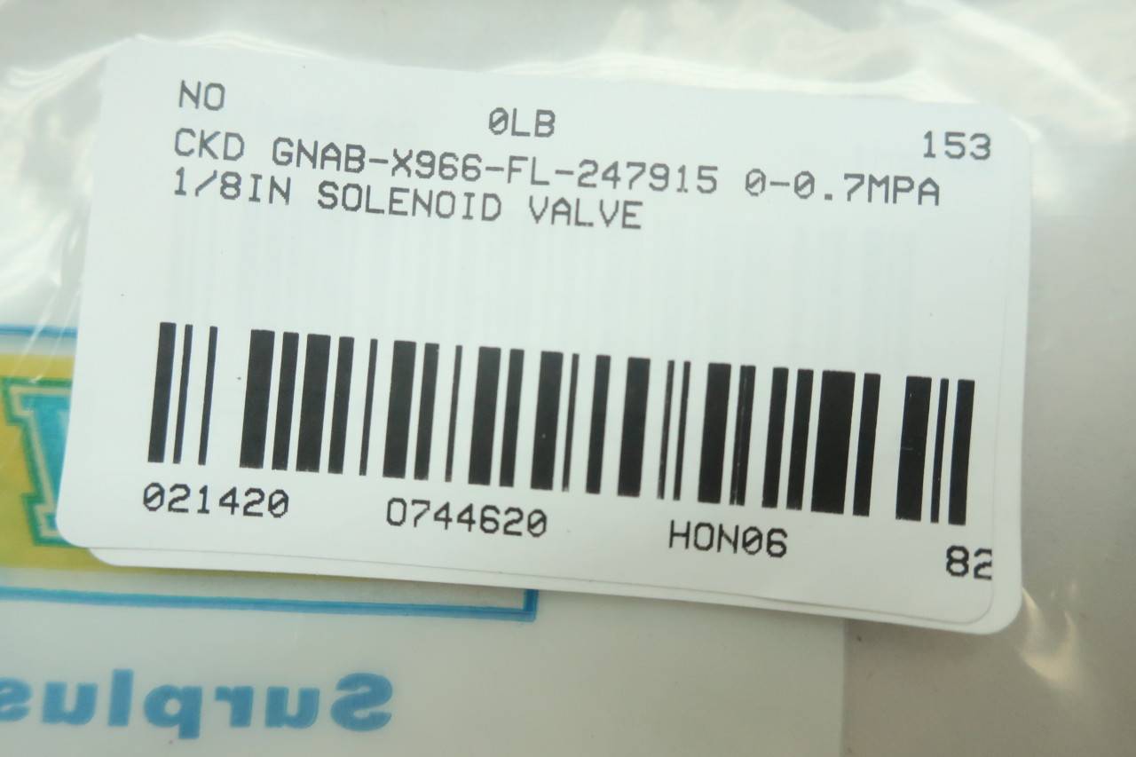 CKD GNAB-X966-FL-247915 AIR Operated 2-Port Valve 0-0.7MPA CKD GNAB-X966-FL-247915 AIR Operated 2-Port Valve 0-0.7MPA