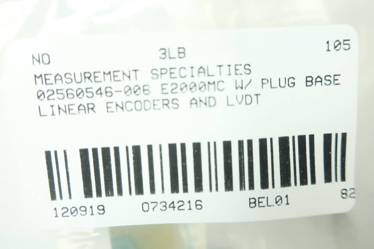 MEASUREMENT SPECIALTIES 02560546-006 E2000MC LVDT W/Plug Base MEASUREMENT SPECIALTIES 02560546-006 E2000MC LVDT W/Plug Base