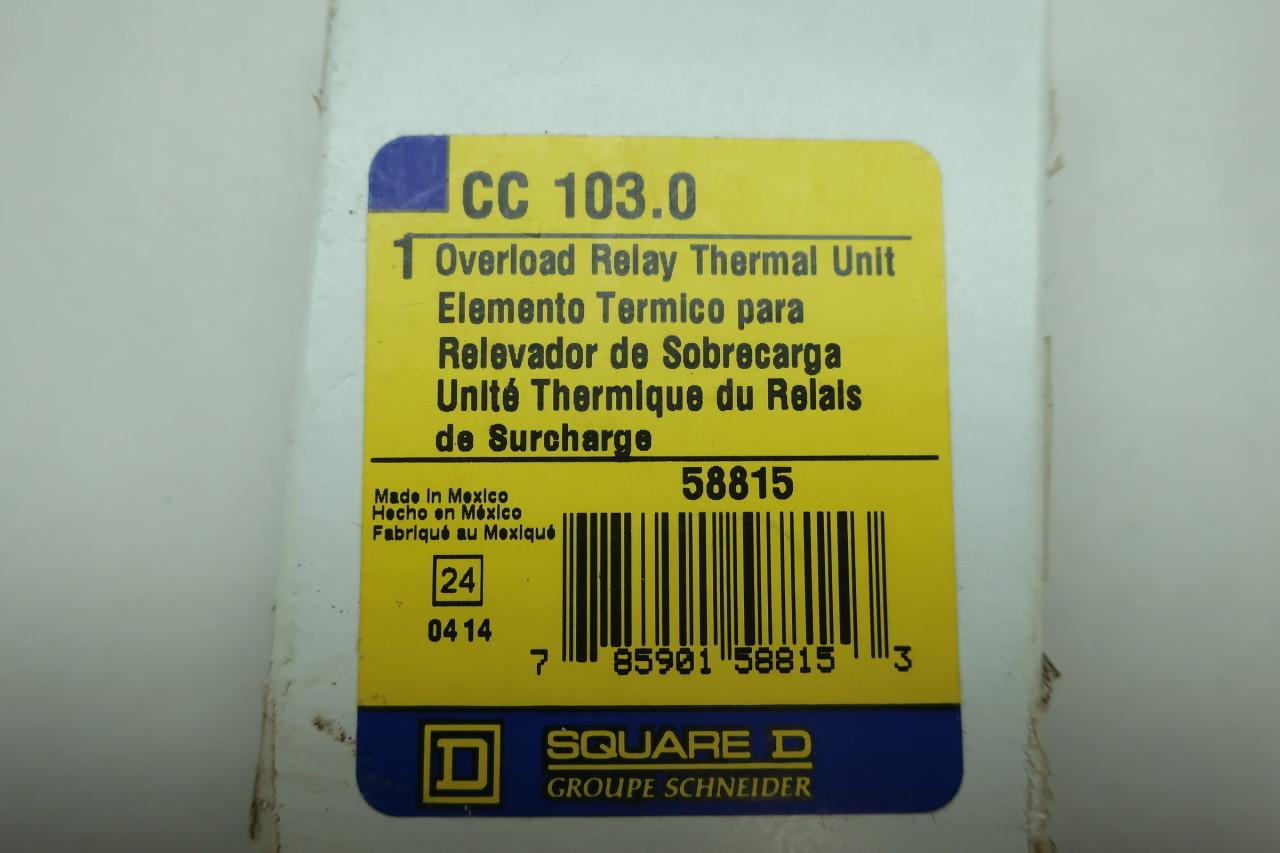 Details about   Square D CC103 Overload Relay Thermal Unit 