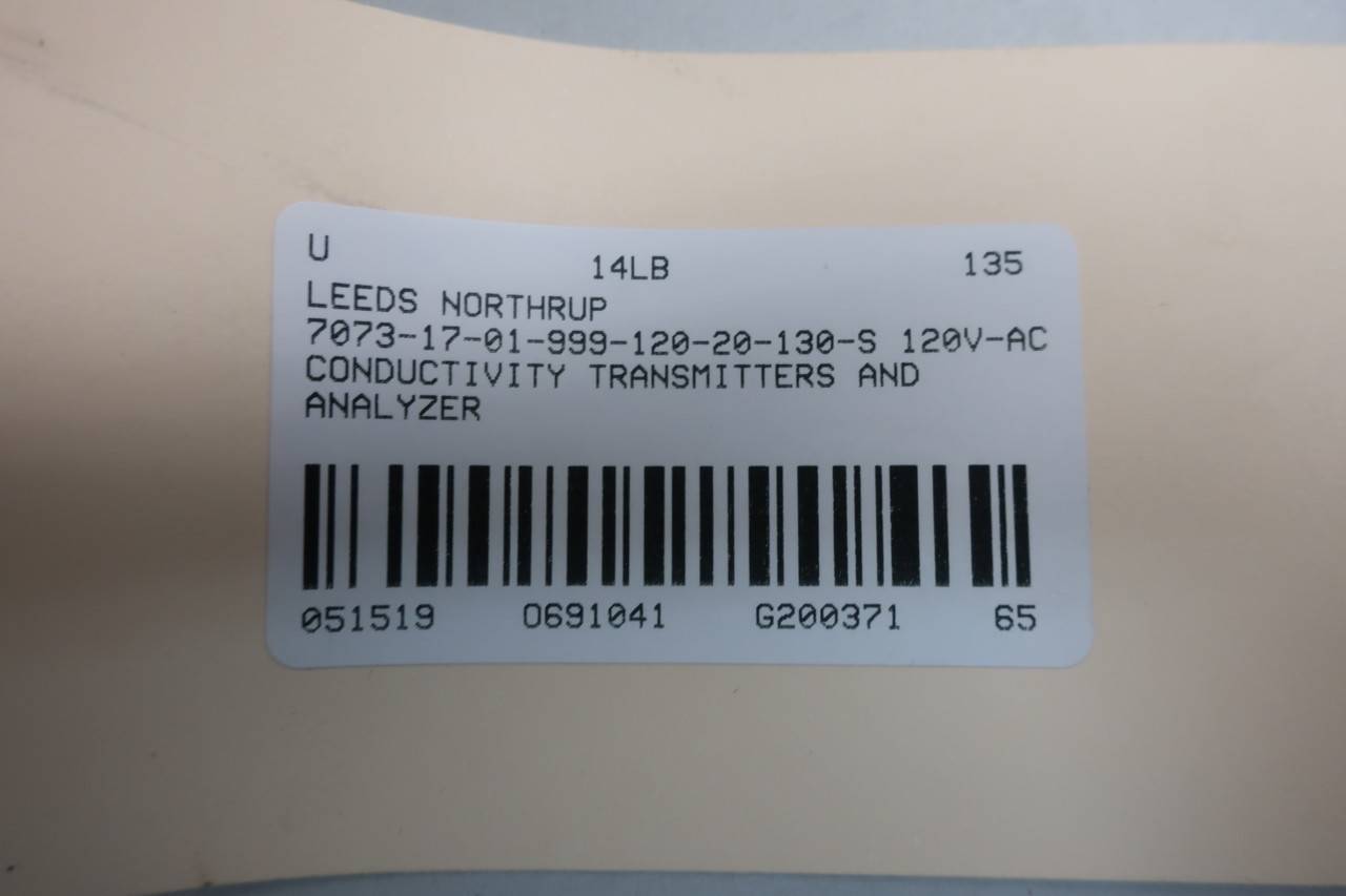 Leeds Northrup 7073 17 01 999 1 130 S Conductivity Analyzer 1v Ac