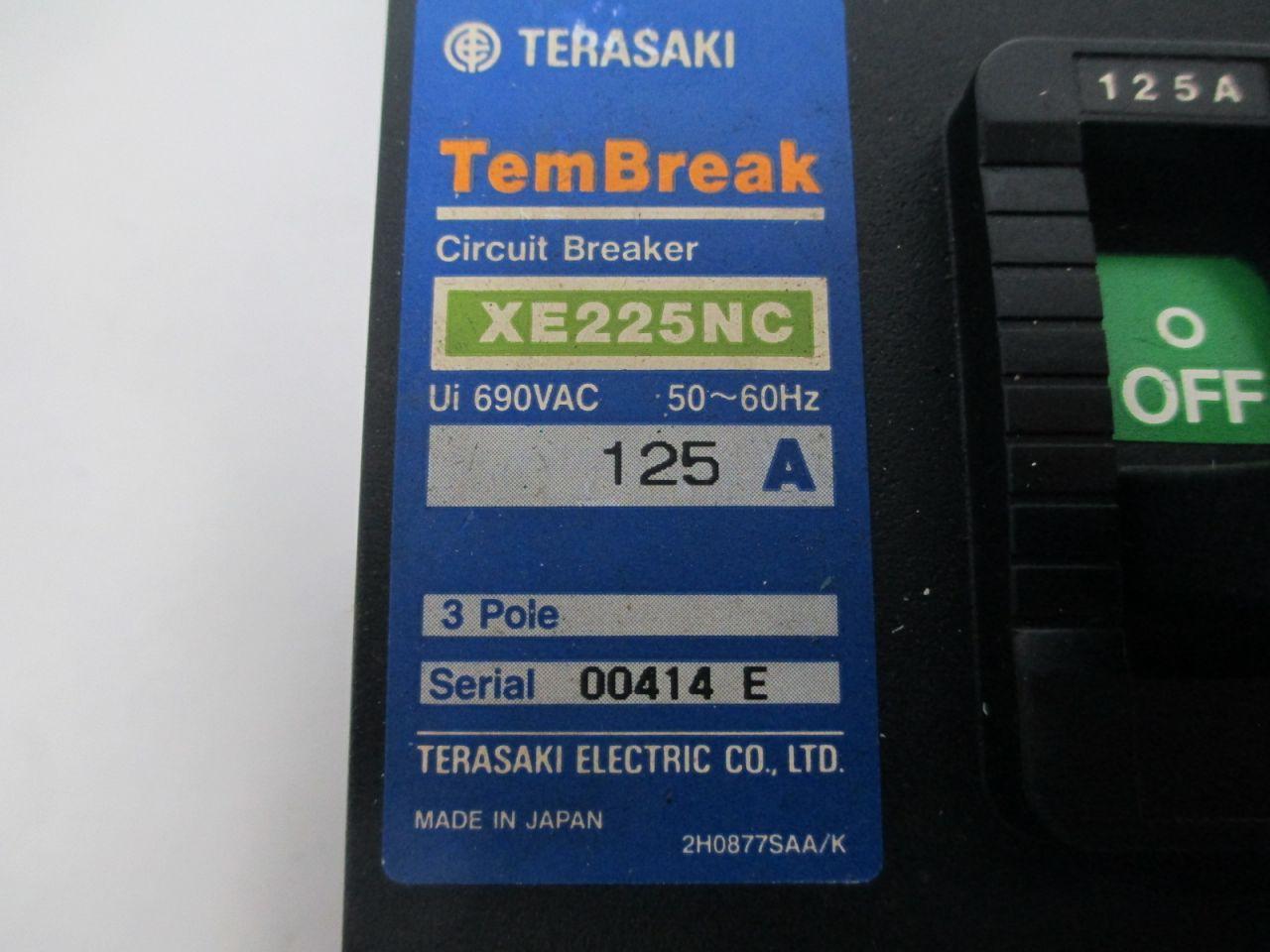 Terasaki Electric XE225NC Tembreak 3p 125a 690v-ac Circuit Breaker 