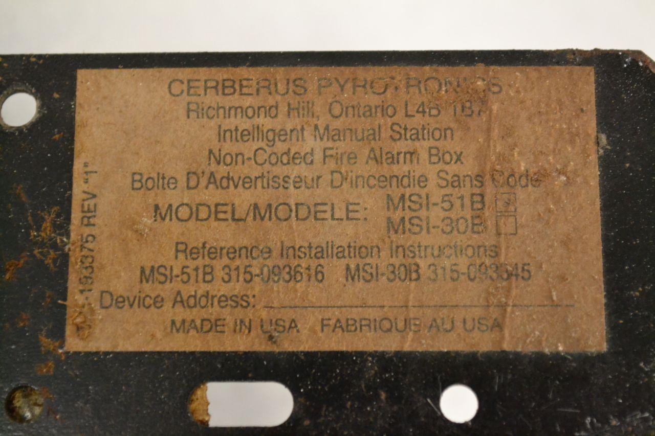 Cerberus Pyrotronics MSI 51B Intelligent Manual Pull Station Fire