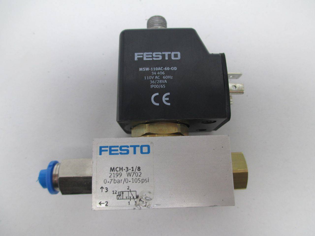 Festo MCH-3-1/8 MSW-110AC-60-0D 0-105psi 110v-ac Solenoid Valve D306498