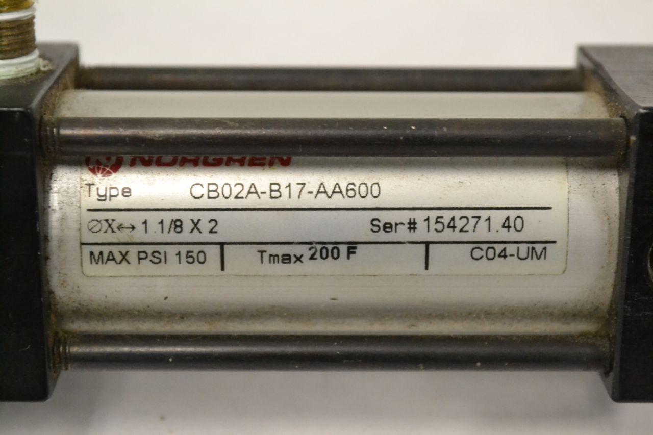 NORGREN TYPE CB02A-B17-AAA00 1-1/8"BORE 2"STROKE AIR CYLINDER 150 PSI 
