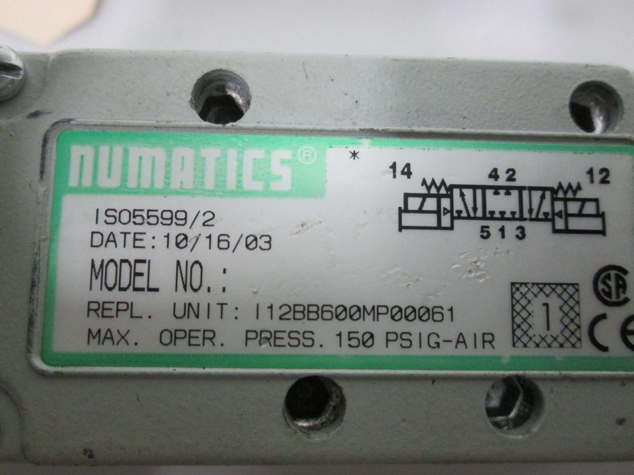 Numatics I12BB600MP00061 Solenoid Valve 