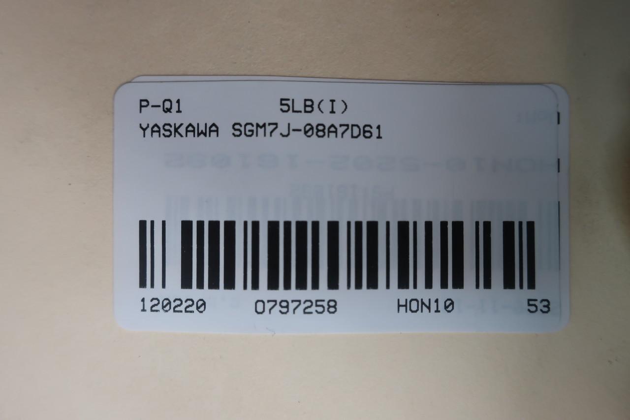 thumbnail image 2 of Factory Refurbished Yaskawa SGM7J-08A7D61 AC Servo Motor - 750W - Like New 2 of 4
