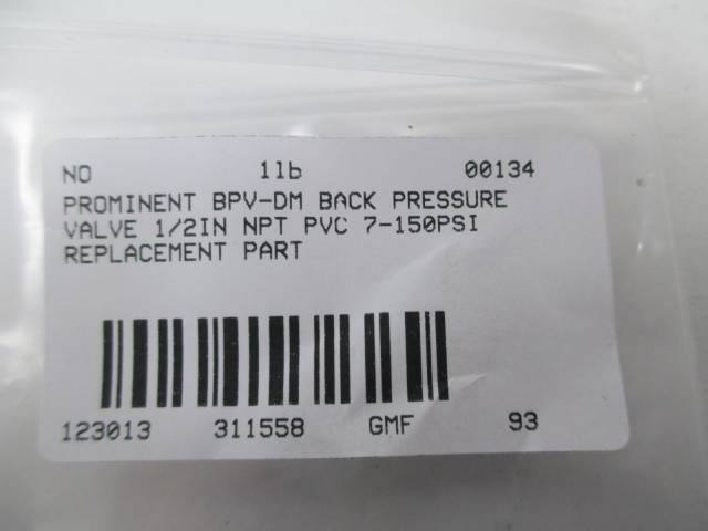 PROMINENT BPV-DM BACK PRESSURE VALVE 1/2IN NPT PVC 7-150PSI D311558