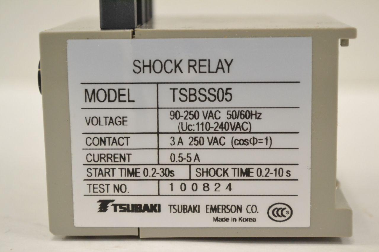 TSUBAKI SHOCK RELAY TSB-SS-05 90-250Vac START TIME 0.2-30s SHOCK TIME 0.2-10s 