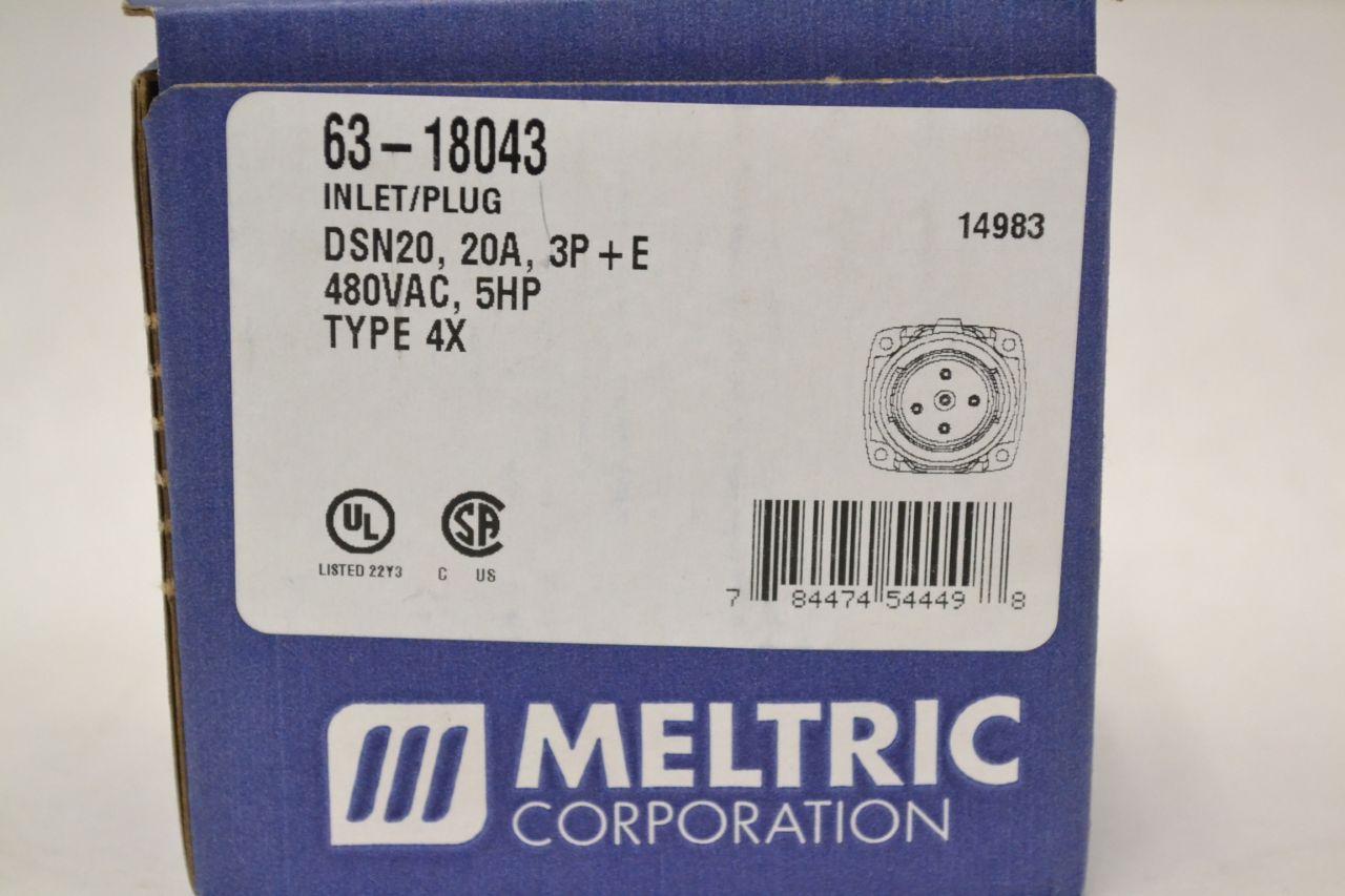 Meltric Corp 63-18043 Inlet Plug 480VAC 5HP 
