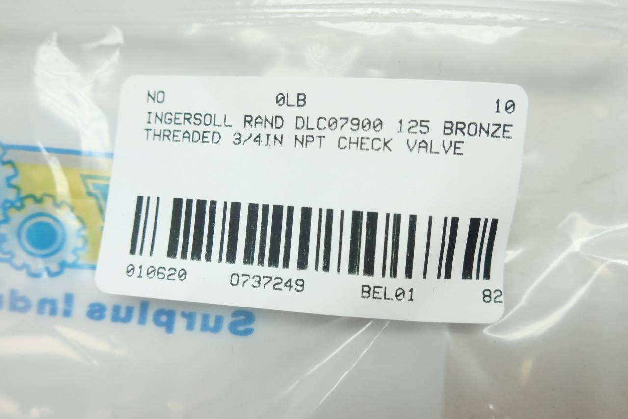 INGERSOLL RAND 37962123 Check Valve 3/4IN NPT 125 INGERSOLL RAND 37962123 Check Valve 3/4IN NPT 125