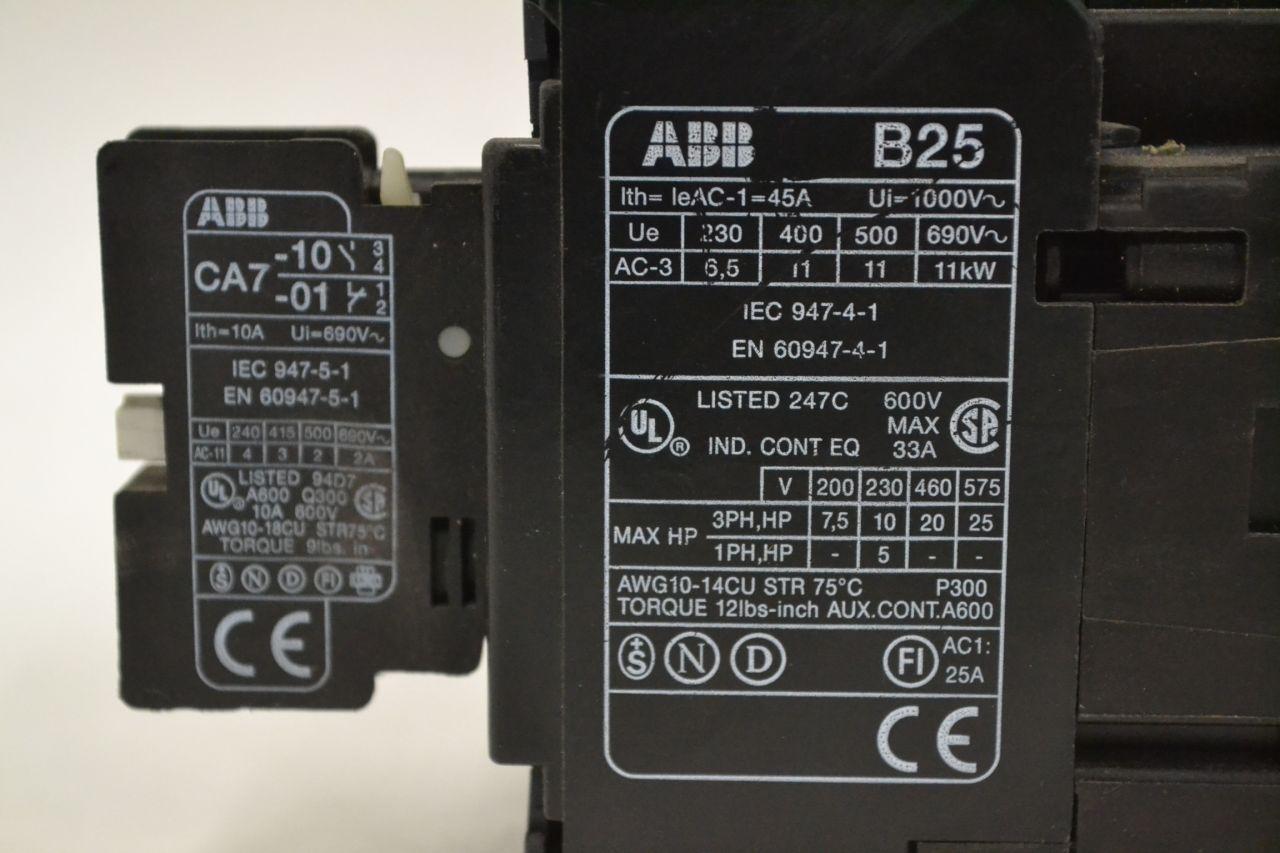 ABB B25-30-01 Contactor With 120v Coil 33a 600v for sale online 
