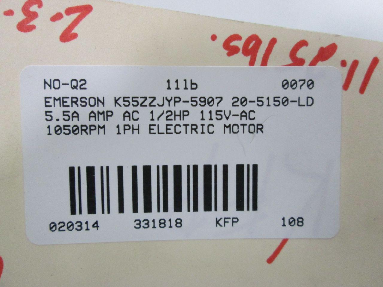 EMERSON K55HXJPY-3008 1/10HP 208-230V 1PH 60HZ 880 RPM 2SP 48 FRAME CW S.E MOTOR 