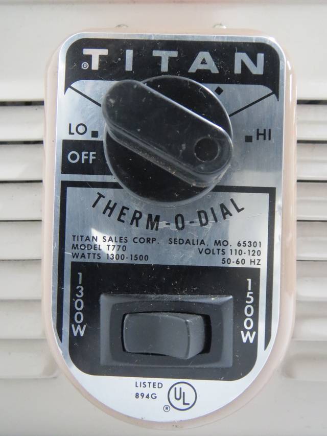 TITAN T770 PORTABLE THERMODIAL HEATER 120VAC 1500W B338453