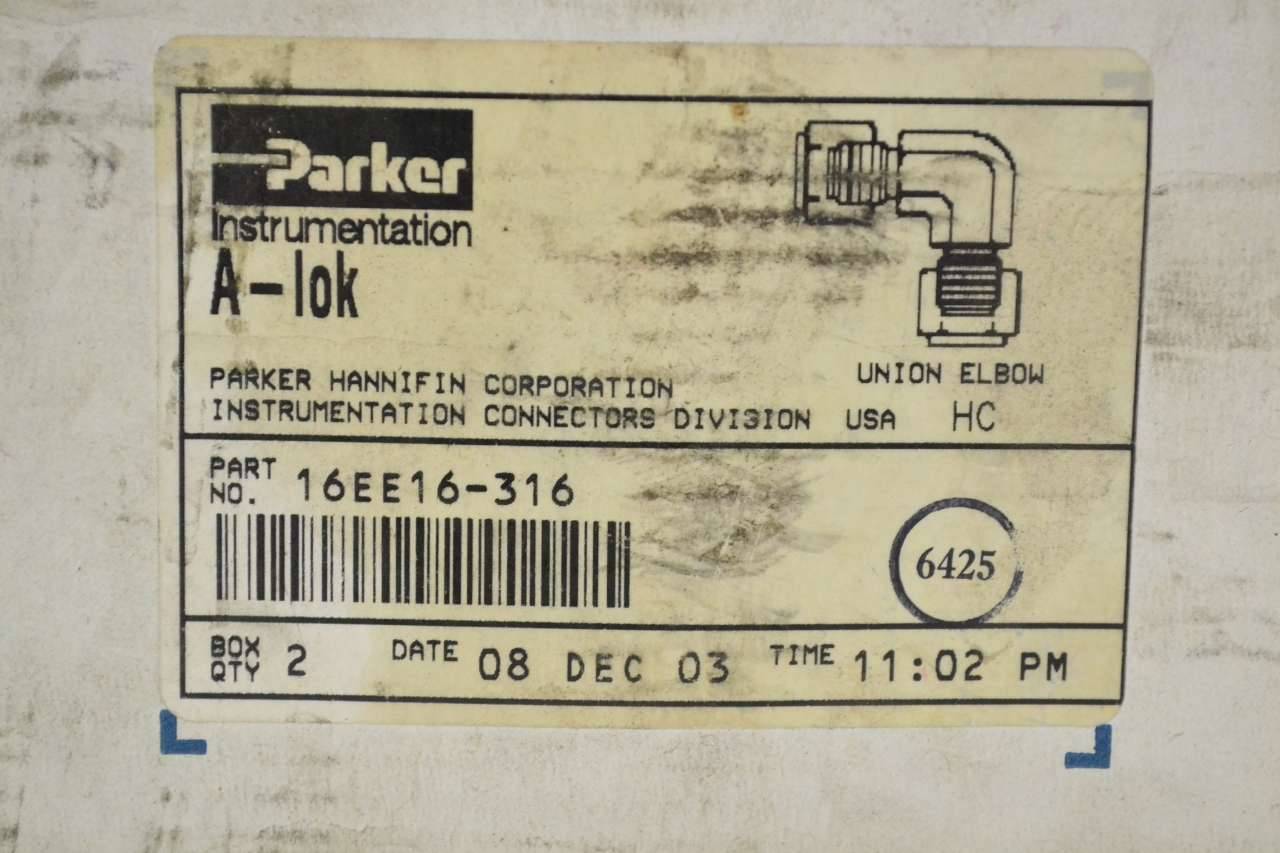 Lot 2 Parker 16EE16-316 A-lok 1in Union Elbow Fitting B340548