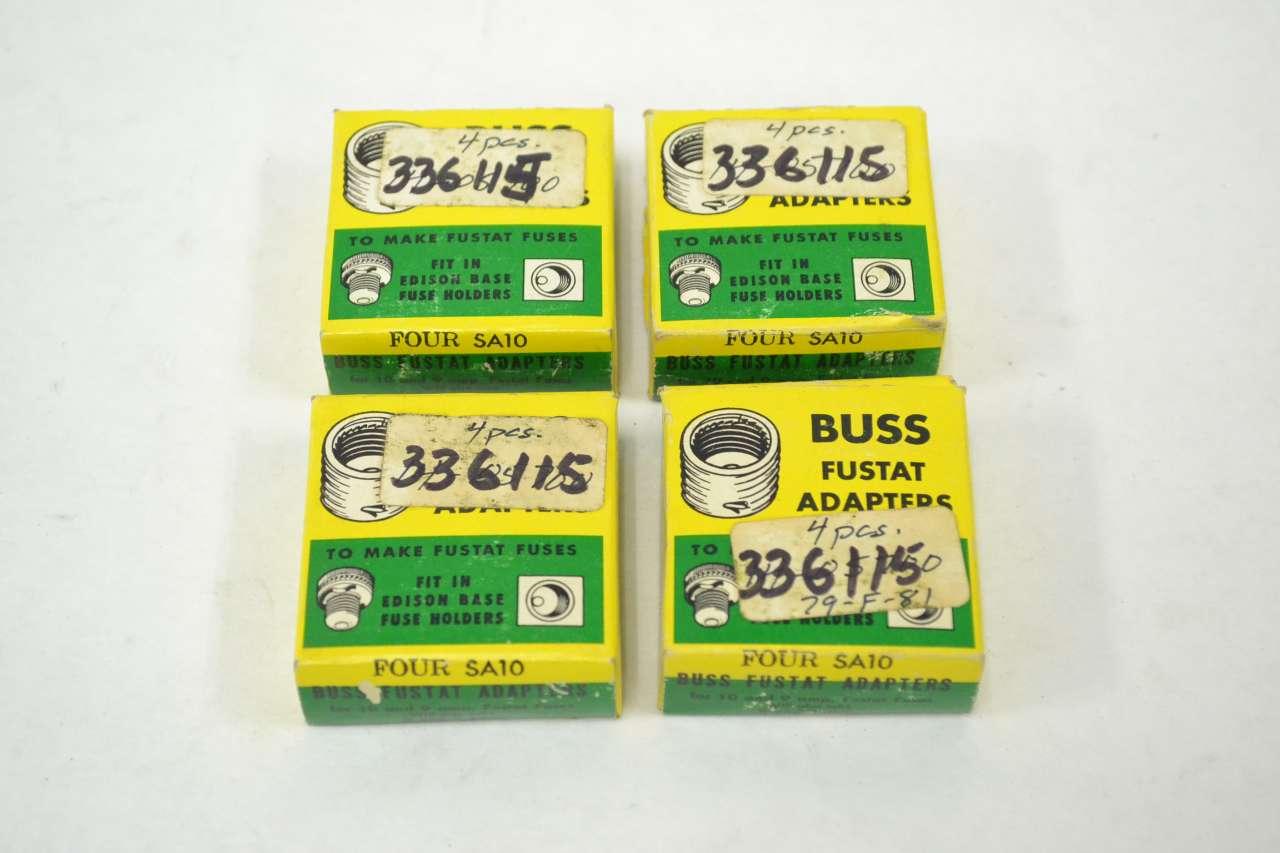 New Box of 4 Buss Fustat Adapters SA10 for Edison Base Fuse Holders 