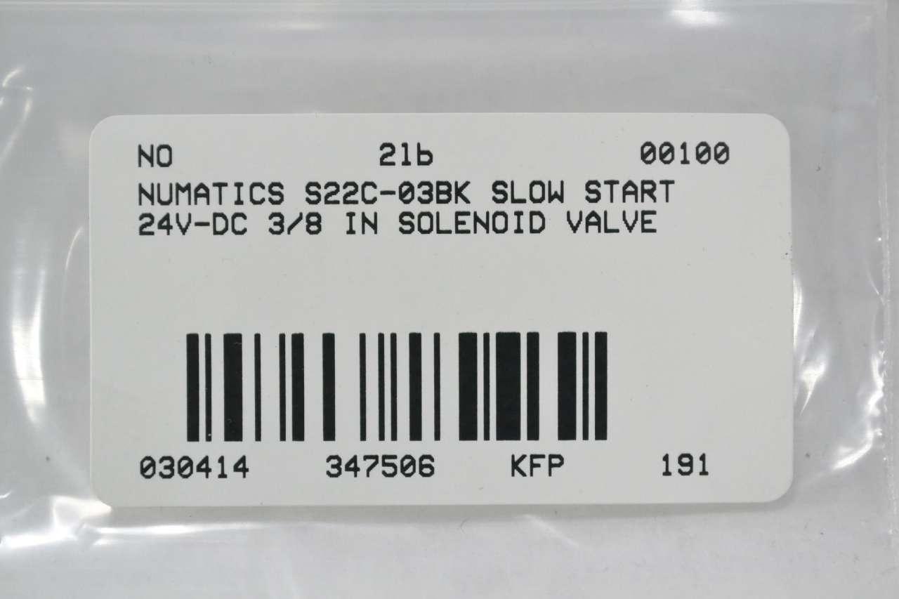 Numatics S22C-03BK Slow Start 24v-dc 3/8 In Solenoid Valve B347506