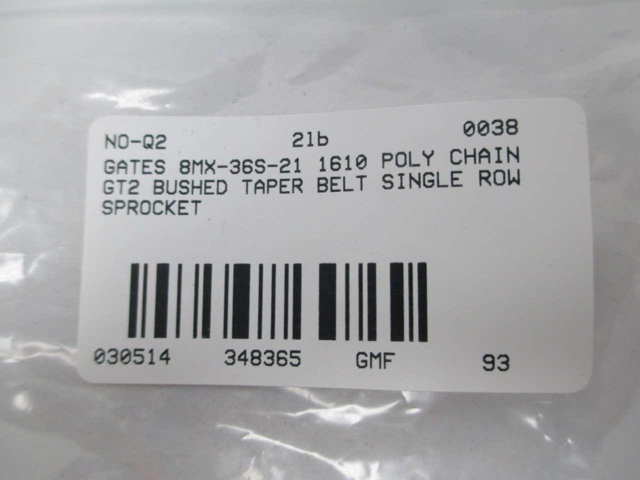 Gates Poly Chain GT2 Sprocket 8MX-36S-21 1610 NEW IN BOX 72053270976 