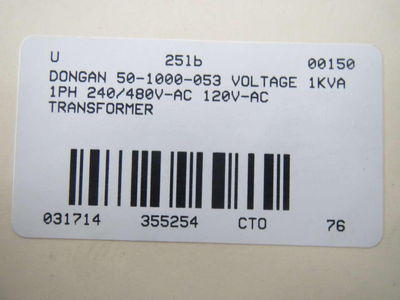 Dongan 50-1000-053 Industrial Control Transformer 1kva 204x480v for sale online 