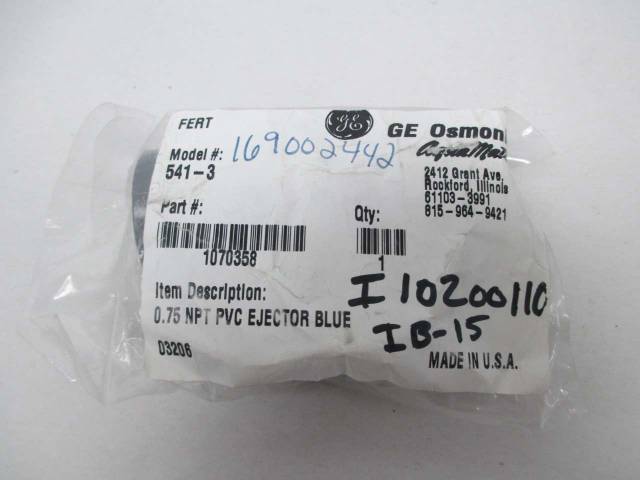 GENERAL ELECTRIC GE 541-3 OSMONICS AQUAMATIC 3/4IN NPT PVC EJECTOR D356667