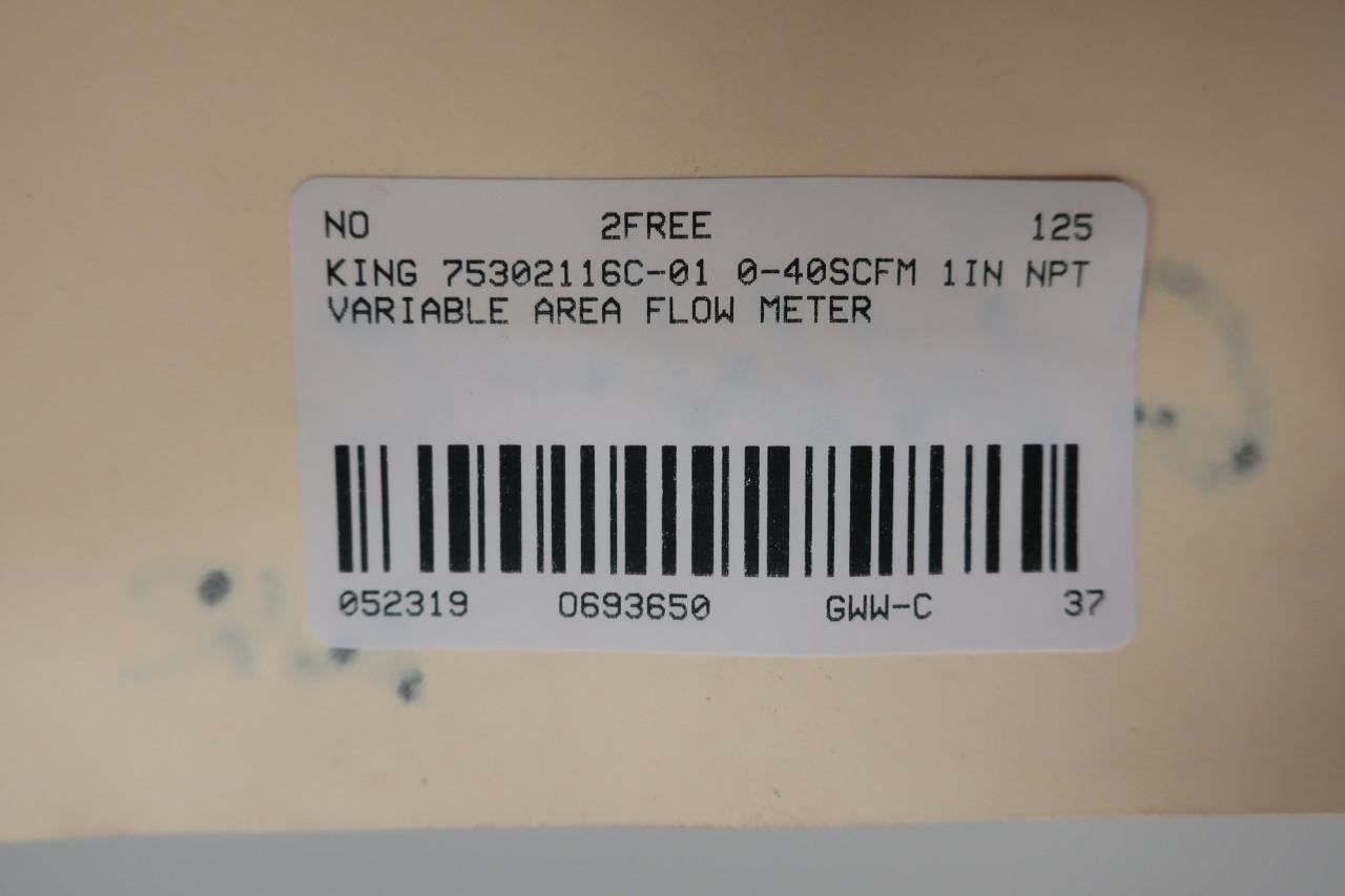 King 75302116C-01 0-40scfm 1in Npt Variable Area Flow Meter 